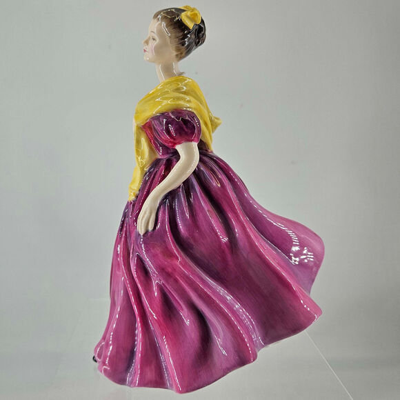 Vintage Royal Doulton Adrienne Bone China pink purple dress Figurine 8" 1963 - Picture 2 of 6